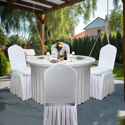 Chair Skirt Cover 2pcs Pleated Cover Hotel Banquet Chair Stool Seat Protector