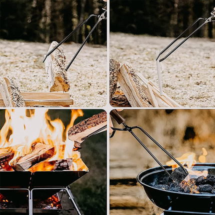 Barbecue Charcoal Tongs Fire Lifting Tool Metal Clamp For Outdoor Cooking Grill