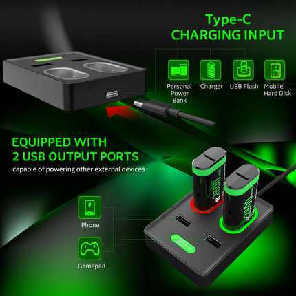 Rechargeable Battery Pack and Charging Dock for Xbox One Series S X Controller