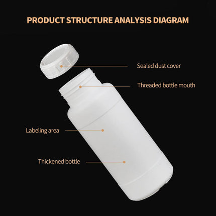 50pcs Chemical Bottle White Plastic Sample Reagent Bottles for Lab Storage