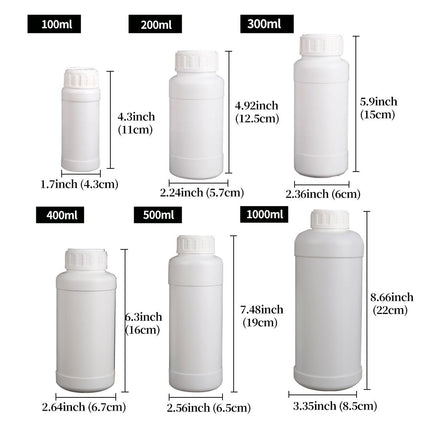 50pcs Chemical Bottle White Plastic Sample Reagent Bottles for Lab Storage