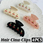 4pcs Cute Cherry Hair Clips Shark Clip Back Head Scratch Clip Hair Accessories