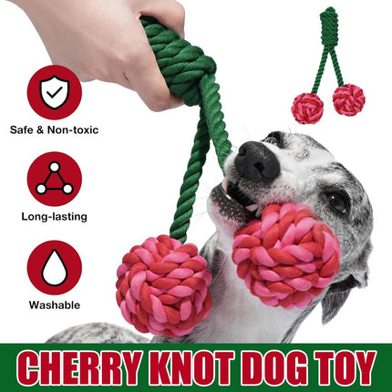 Cotton Rope Dog Toy Cherry Knot Ball Puppy Teeth Grinding Chew Tug