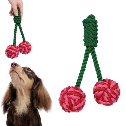 Cotton Rope Dog Toy Cherry Knot Ball Puppy Teeth Grinding Chew Tug
