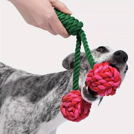 Cotton Rope Dog Toy Cherry Knot Ball Puppy Teeth Grinding Chew Tug