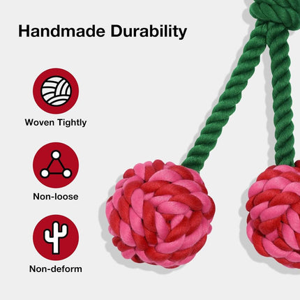 Cotton Rope Dog Toy Cherry Knot Ball Puppy Teeth Grinding Chew Tug