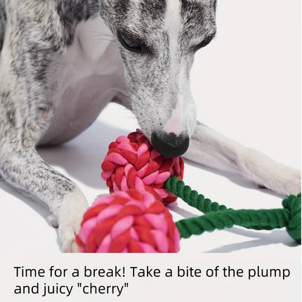 Cotton Rope Dog Toy Cherry Knot Ball Puppy Teeth Grinding Chew Tug