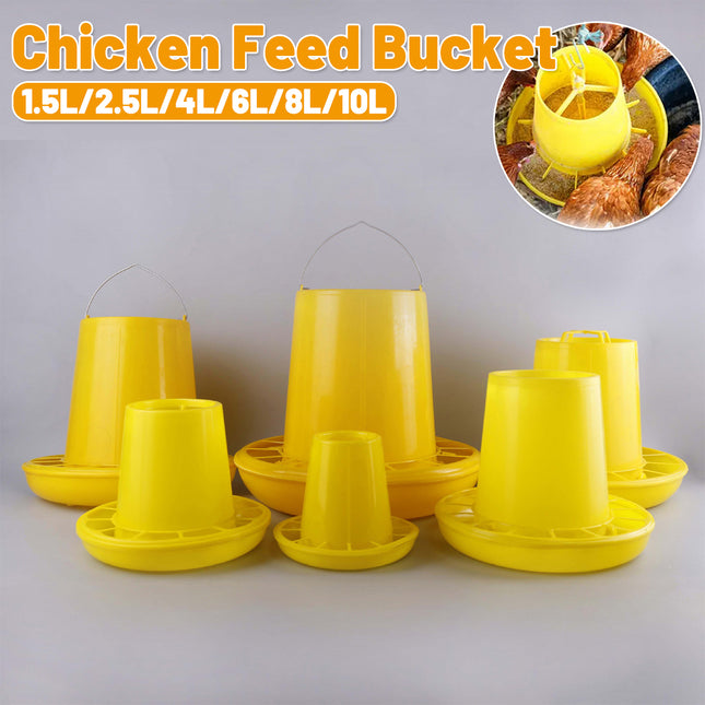 Chicken Feeder BucketPlastic Feeding Trough Bowl Farm Poultry Food Dispenser