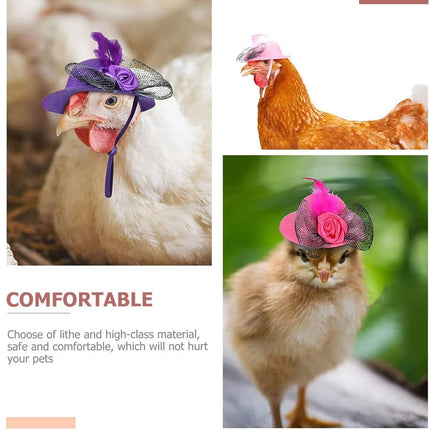 6PCS Rooster Animal Design Chicken Hat with String for Pet Dress Up Pet Headwear