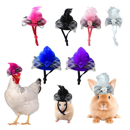 6PCS Rooster Animal Design Chicken Hat with String for Pet Dress Up Pet Headwear