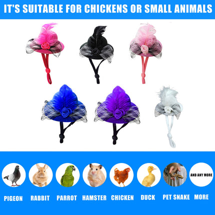 6PCS Rooster Animal Design Chicken Hat with String for Pet Dress Up Pet Headwear