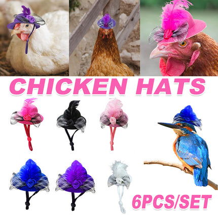 6PCS Rooster Animal Design Chicken Hat with String for Pet Dress Up Pet Headwear