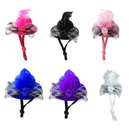 6PCS Rooster Animal Design Chicken Hat with String for Pet Dress Up Pet Headwear