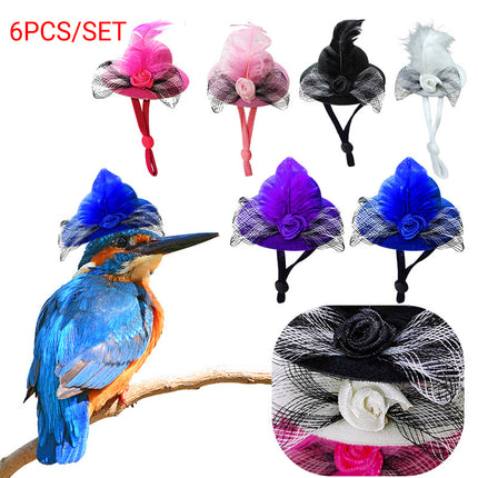 6PCS Rooster Animal Design Chicken Hat with String for Pet Dress Up Pet Headwear