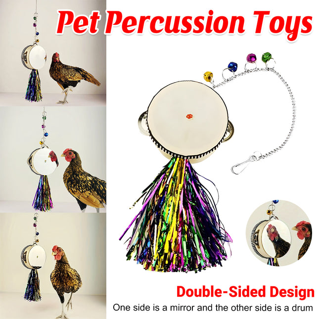 Chicken Mirror Toy Double Sided Drum Design Pet Poultry Pecking Toy for Hen Coop