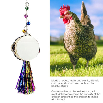 Chicken Mirror Toy Double Sided Drum Design Pet Poultry Pecking Toy for Hen Coop