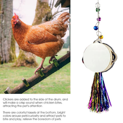 Chicken Mirror Toy Double Sided Drum Design Pet Poultry Pecking Toy for Hen Coop