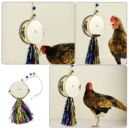 Chicken Mirror Toy Double Sided Drum Design Pet Poultry Pecking Toy for Hen Coop