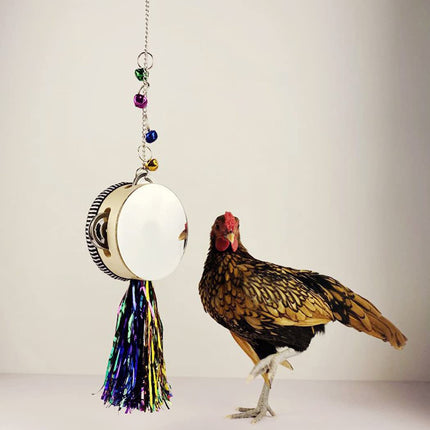 Chicken Mirror Toy Double Sided Drum Design Pet Poultry Pecking Toy for Hen Coop