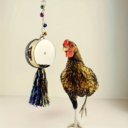 Chicken Mirror Toy Double Sided Drum Design Pet Poultry Pecking Toy for Hen Coop