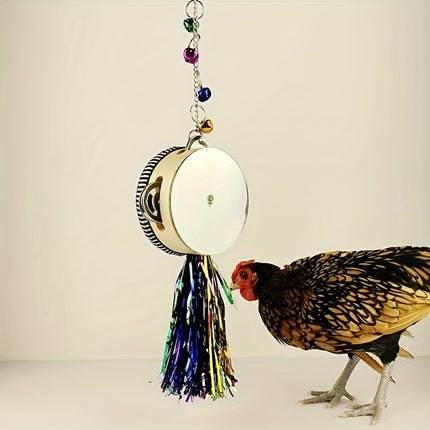 Chicken Mirror Toy Double Sided Drum Design Pet Poultry Pecking Toy for Hen Coop
