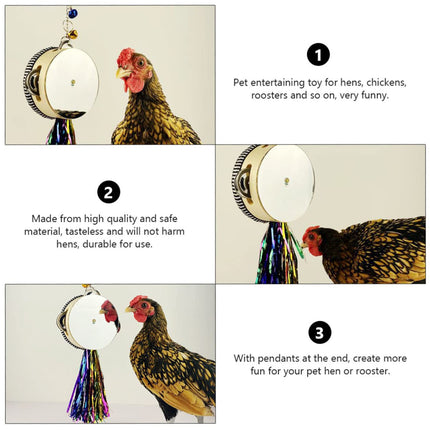 Chicken Mirror Toy Double Sided Drum Design Pet Poultry Pecking Toy for Hen Coop