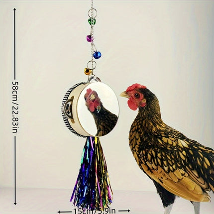 Chicken Mirror Toy Double Sided Drum Design Pet Poultry Pecking Toy for Hen Coop