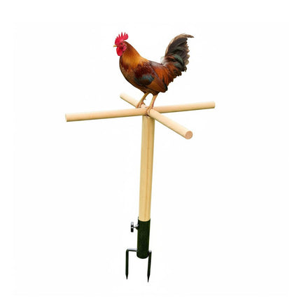 Outdoor Chicken Perch Stand Solid Wood Cross Pole Ground Anchor for Poultry