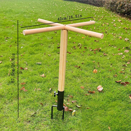Outdoor Chicken Perch Stand Solid Wood Cross Pole Ground Anchor for Poultry
