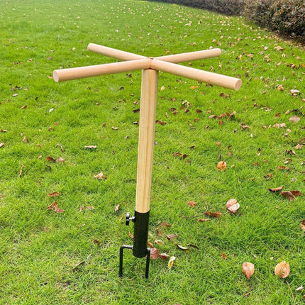 Outdoor Chicken Perch Stand Solid Wood Cross Pole Ground Anchor for Poultry