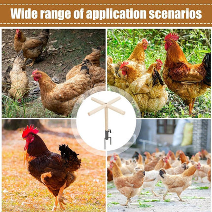 Outdoor Chicken Perch Stand Solid Wood Cross Pole Ground Anchor for Poultry