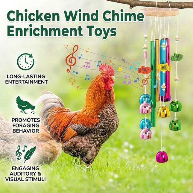 Colourful Chicken Wind Chime Enrichment Toy with Bells