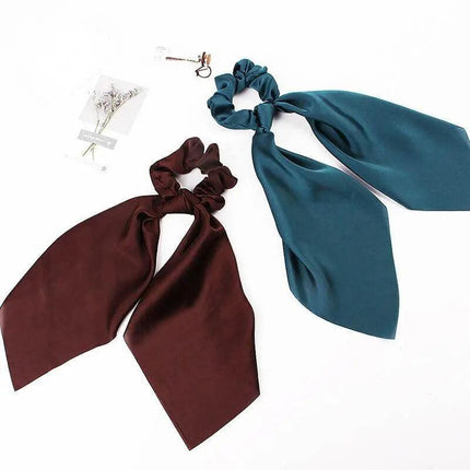 Chiffon Ponytail Scarf Bow Elastic Hair Rope Tie Scrunchies Ribbon Hairtie Bands - Aimall