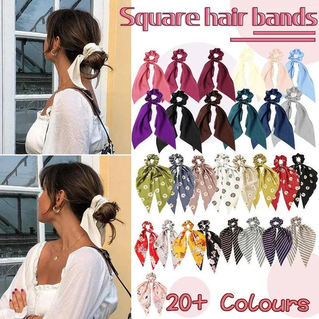 Chiffon Ponytail Scarf Bow Elastic Hair Rope Tie Scrunchies Ribbon Hairtie Bands - Aimall