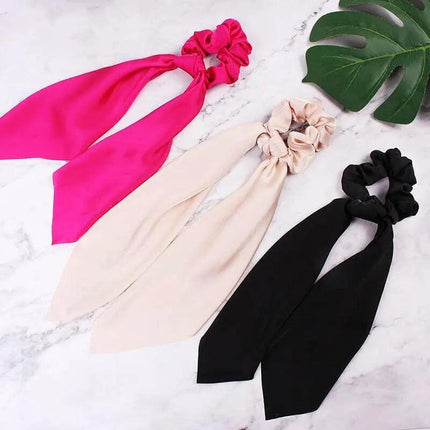 Chiffon Ponytail Scarf Bow Elastic Hair Rope Tie Scrunchies Ribbon Hairtie Bands - Aimall