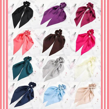 Chiffon Ponytail Scarf Bow Elastic Hair Rope Tie Scrunchies Ribbon Hairtie Bands - Aimall