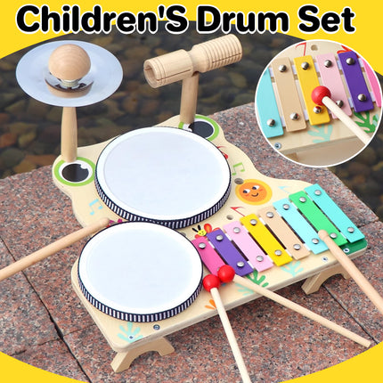 Children Wooden Multifunctional Drum Set Educational Musical Toy Durable Use
