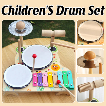 Children Wooden Multifunctional Drum Set Educational Musical Toy Durable Use