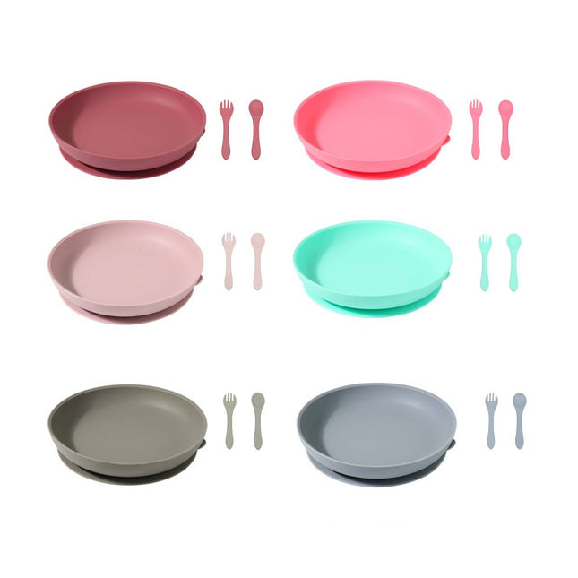 Silicone Suction Dining Plate Fork Spoon Set