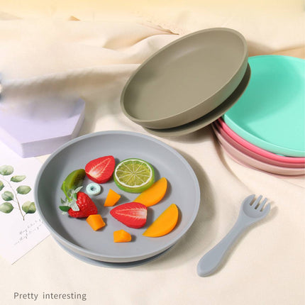 Silicone Suction Dining Plate Fork Spoon Set