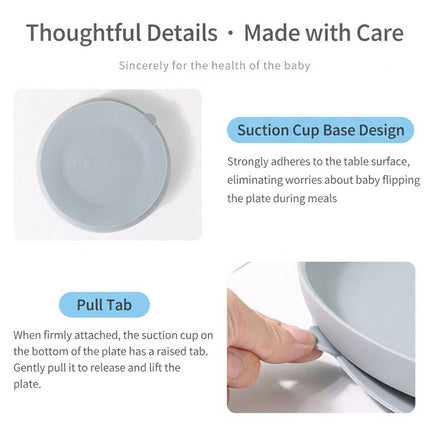 Silicone Suction Dining Plate Fork Spoon Set