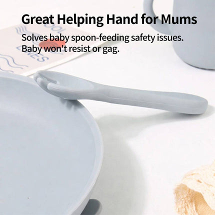 Silicone Suction Dining Plate Fork Spoon Set