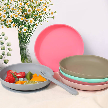 Silicone Suction Dining Plate Fork Spoon Set