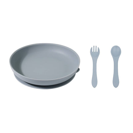 Silicone Suction Dining Plate Fork Spoon Set