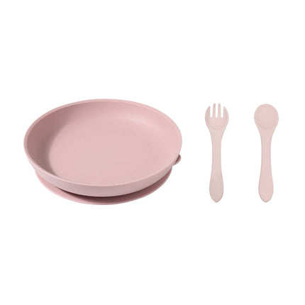 Silicone Suction Dining Plate Fork Spoon Set