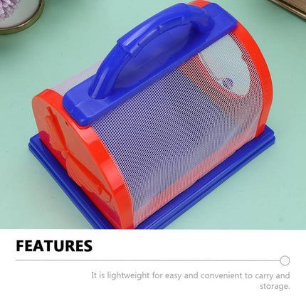 Children Insect Observation Cage Mesh Bug Carrier with Handle Red Blue