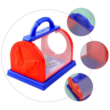Children Insect Observation Cage Mesh Bug Carrier with Handle Red Blue