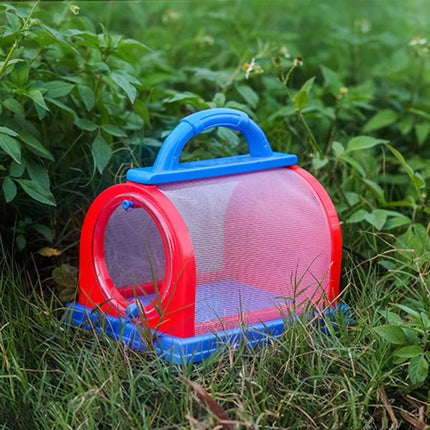 Children Insect Observation Cage Mesh Bug Carrier with Handle Red Blue