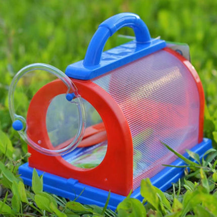 Children Insect Observation Cage Mesh Bug Carrier with Handle Red Blue
