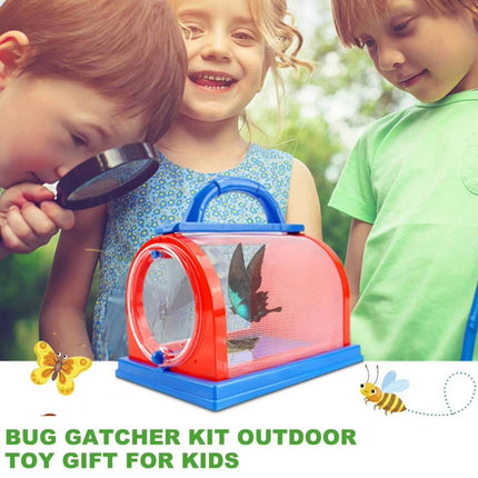 Children Insect Observation Cage Mesh Bug Carrier with Handle Red Blue